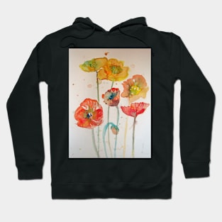 Abstract Poppy Watercolor Painting Hoodie